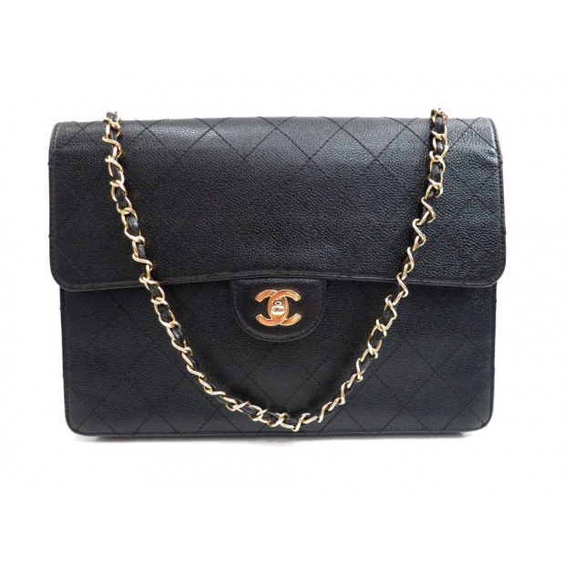 SAC A MAIN CHANEL TIMELESS 30 CM EN CUIR GRAINE CAVIAR NOIR HAND BAG PURSE 4750€