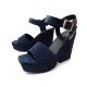 NEUF CHAUSSURES CELINE SANDALES WEDGE SUEDE BLEU 