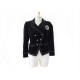 NEUF VESTE CROISSE CHANEL P38249 34 XS EN VELOURS NOIR ECUSSON LOGO JACKET 4200€