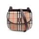 VINTAGE SAC A MAIN BURBERRYS 22 CM BANDOULIERE EN TOILE TARTAN & CUIR HAND BAG