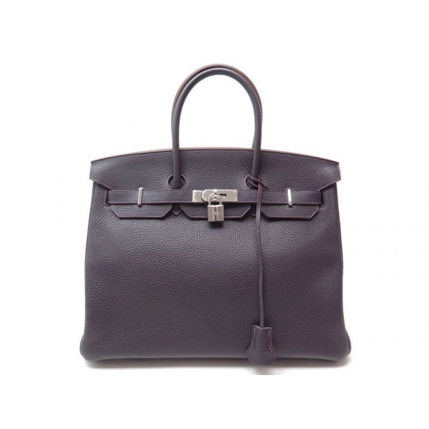 NEUF SAC A MAIN HERMES BIRKIN 35 EN CUIR TAURILLON CLEMENCE RAISIN PURSE NEW