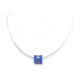 NEUF COLLIER HERMES CAGE H PENDENTIF BLEU SATURE CHAINE ARGENT 925 NECKLACE 280€