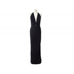 NEUF ROBE HERMES LONGUE DE SOIREE DECOLLETE EN V 38 M JERSEY NOIRE DRESS 1700€