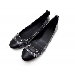 NEUF CHAUSSURES BALENCIAGA 286042 39 BALLERINES EN CUIR SERPENT NOIR SHOES 480€