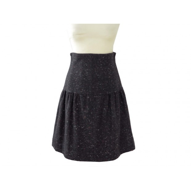 NEUF JUPE CHANEL P39000 EVASEE MI LONGUE T 36 S EN LAINE NOIRE SKIRT 1500€