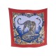 NEUF CHALE HERMES JUNGLE LOVE EN CACHEMIRE ET SOIE ROUGE CARRE SILK SHAWL 930€