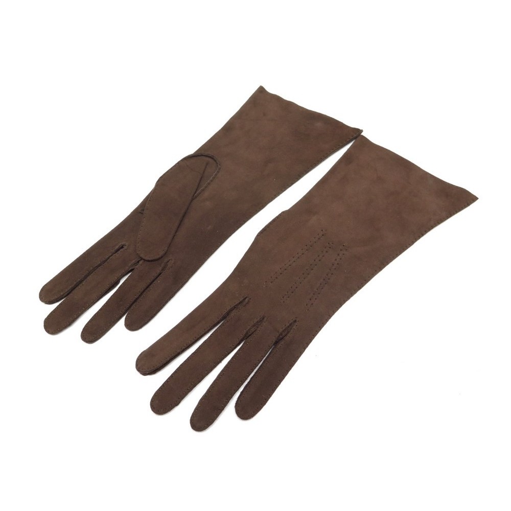 paire de gants hermes t7 en cuir velours