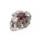 VINTAGE BAGUE OR BLANC 18CT DIAMANTS UN RUBIS CENTRALE 