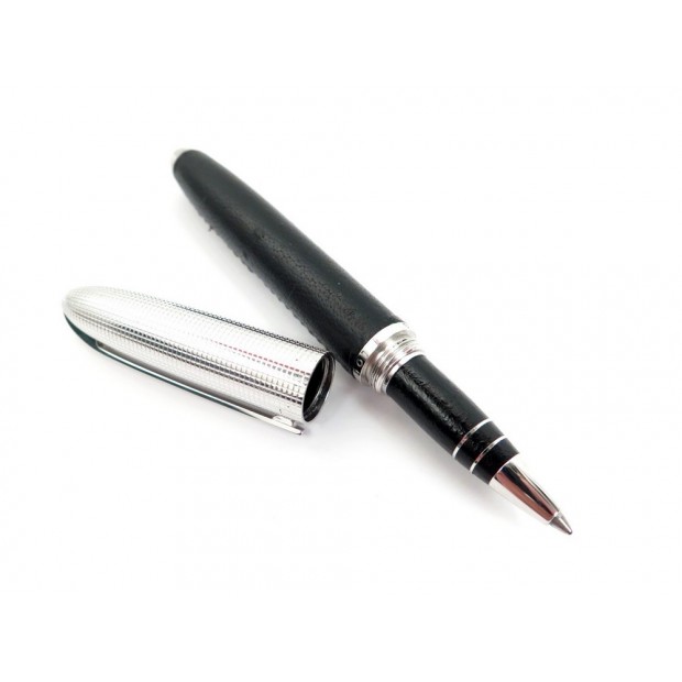 STYLO A BILLE LOUIS VUITTON DOC RHODIUM CUIR ROLLERBALL ARGENTE NOIR PEN 605€