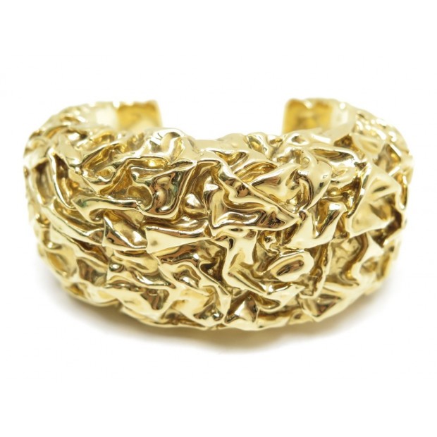 BRACELET CHANEL MANCHETTE EN RESINE FROISSEE T 16 CM PLAQUE OR CUFF BANGLE 1250€