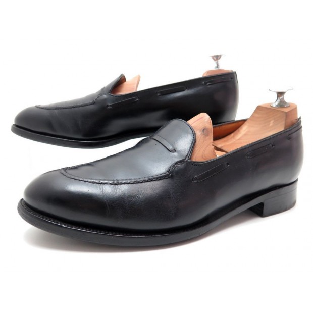 CHAUSSURES JM WESTON 173 MOCASSINS 7.5E 41.5 LARGE CUIR NOIR LOAFERS SHOES 810€