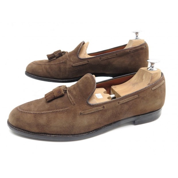 CHAUSSURES ALDEN MOCASSINS A PAMPILLES 666 11C 45 VEAU VELOURS MARRON SHOES 649€