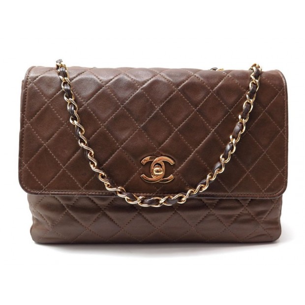 VINTAGE SAC A MAIN CHANEL TIMELESS CUIR MARRON 