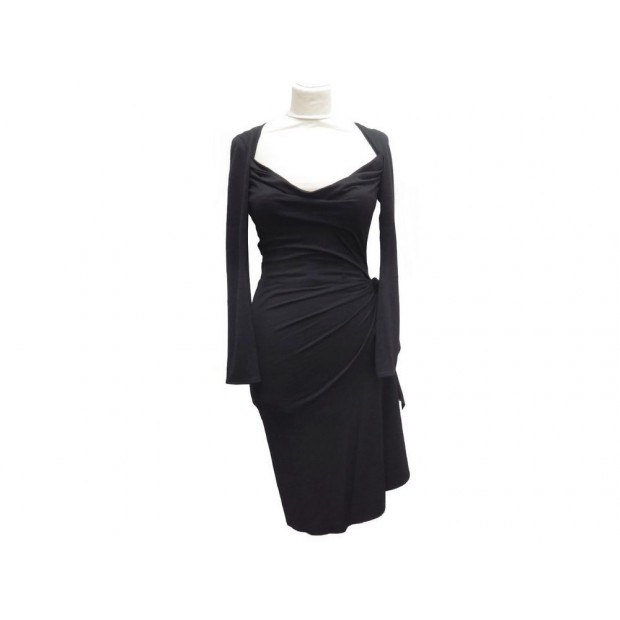 ROBE + BUSTIER LOUIS VUITTON TAILLE 38 M EN LAINE NOIRE BLACK WOOL DRESS 3500€