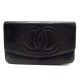 PORTEFEUILLE CHANEL LOGO CC EN CUIR NOIR PORTE CARTES MONNAIE WALLET 765€