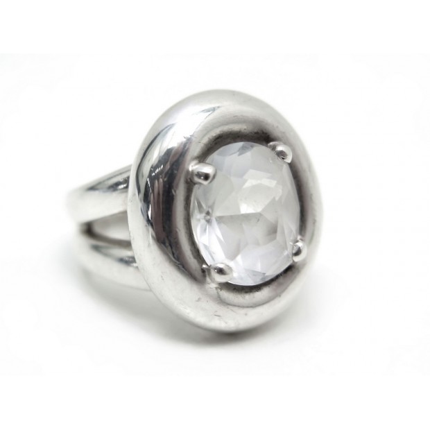 BAGUE HERMES BOELDIEU T 53 EN ARGENT MASSIF ET TOPAZE 