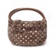 NEUF SAC A MAIN SONIA RYKIEL DOMINO CLOUTE AVEC STRASS CUIR MARRON 