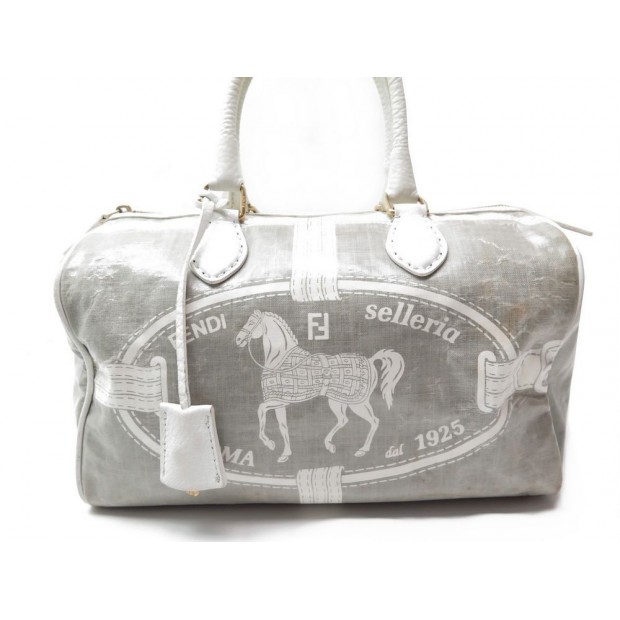 SAC A MAIN FENDI SELLERIA 8BL061 EN TOILE GRISE GRAY CANVAS HAND BAG PURSE 1750€