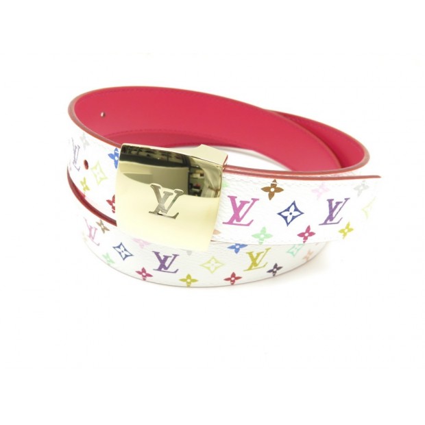 NEUF CEINTURE LOUIS VUITTON M9682 T 80 LOGO TOILE MONOGRAM MULTICOLORE BELT 420€