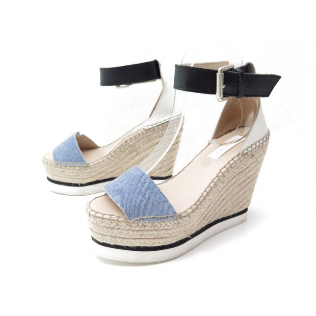 NEUF CHAUSSURES SEE BY CHLOE ESPADRILLES COMPENSEES GLYN 37 SANDALES PUMP 180€