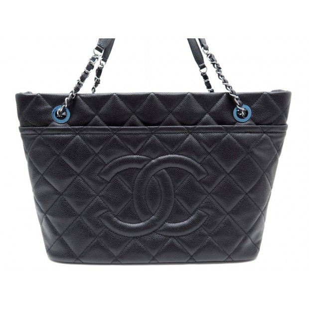 NEUF SAC A MAIN CHANEL CABAS SHOPPING 35 CM CUIR CAVIAR NOIR HAND BAG PURSE 