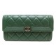 NEUF PORTEFEUILLE CHANEL BOY EN CUIR MATELASSE VERT DARK GREEN WALLET NEW 940€