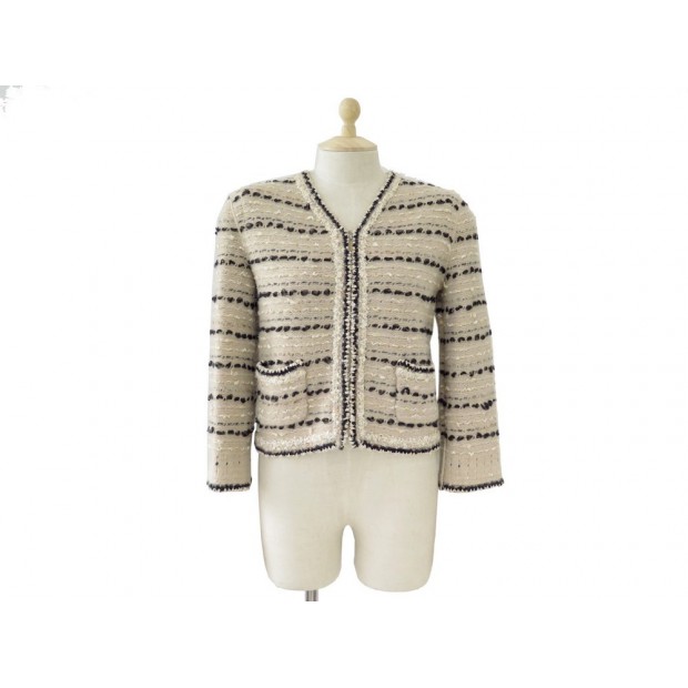 NEUF CARDIGAN CHANEL TAILLE 38 M EN TWEED LAINE & CACHEMIRE MARRON JACKET 4200€