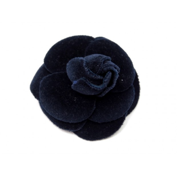 BROCHE CAMELIA CHANEL VELOURS BLEU 