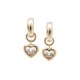 BOUCLES D OREILLE CHOPARD HAPPY DIAMONDS PENDANTES COEUR OR 18CT 3 DIAMANTS 