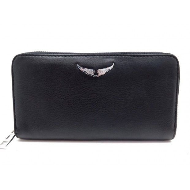 NEUF PORTEFEUILLE ZADIG & VOLTAIRE COMPAGNON SKULL CUIR WALLET BILLFOLD 185€