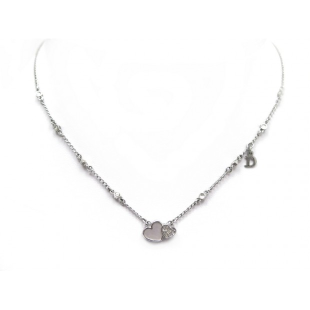 COLLIER CHRISTIAN DIOR COEUR T 40 A 46 EN METAL ARGENTE NECKLACE SILVER 370€