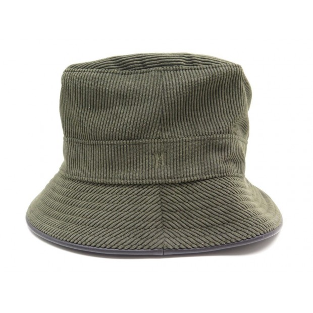 NEUF CHAPEAU HERMES SIMPLE EN VELOURS KAKI T 60 280 