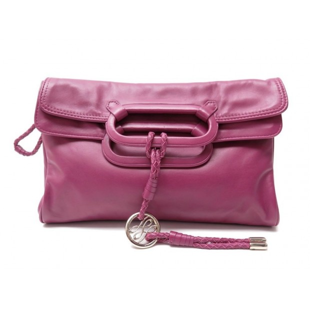 NEUF SAC A MAIN LANCEL COLOMBINE A04942 POCHETTE EN CUIR FUSHIA CLUTCH BAG 650€