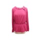 NEUF HAUT LOUIS VUITTON TUNIQUE RIBBON 40 L TOP EN COTON SOIE FUSHIA TSHIRT 750€