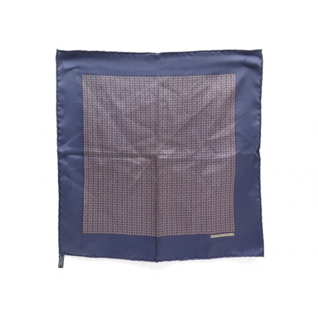 FOULARD GAVROCHE HERMES CARRE FORME GEOMETRIQUE EN SOIE BLEU MARINE SCARF 165€