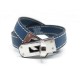 BRACELET HERMES KELLY DOUBLE TOUR T2 15.5 CM CUIR BLEU METAL ARGENTE BOITE 450€