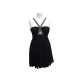 NEUF ROBE ROBERTO CAVALLI T 40 IT 36 FR EN SOIE NOIRE PERLES STRASS