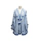 NEUF ROBE MARCH II 11 T 36 S EN LIN BLEU & BLANC POMPON BLUE LINEN DRESS 715€