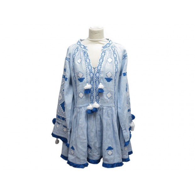 NEUF ROBE MARCH II TAILLE S EN LIN BLEU & BLEU