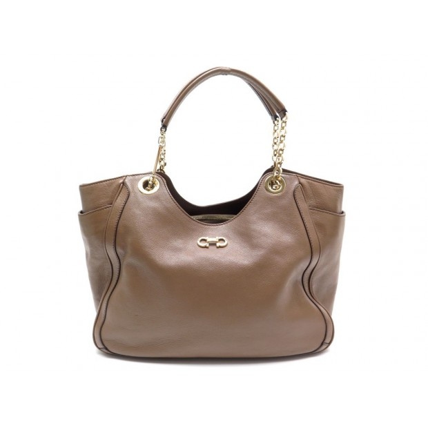 NEUF SAC A MAIN SALVATORE FERRAGAMO EN CUIR MARRON 