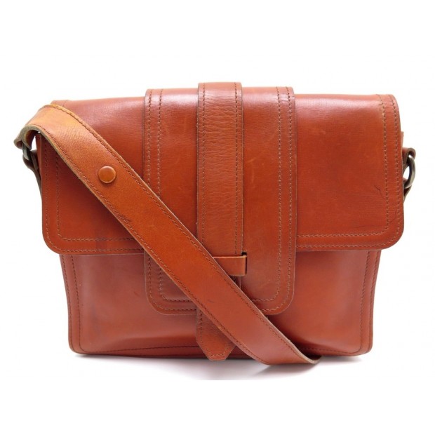 VINTAGE SAC A MAIN YVES LAURENT CUIR ORANGE 