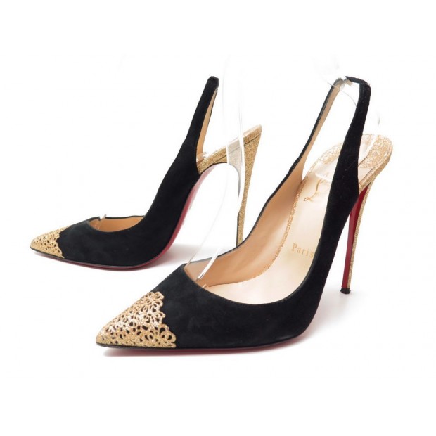 CHAUSSURES CHRISTIAN LOUBOUTIN 41 ESCARPINS VEAU VELOURS NOIR PUMP SHOES 850€