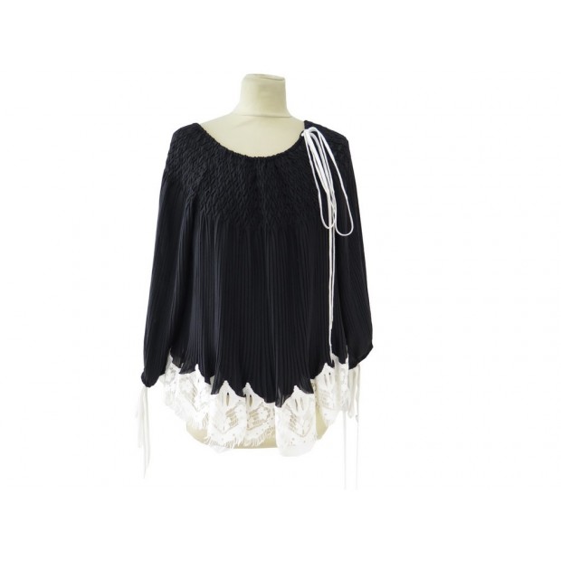 NEUF HAUT CHLOE BLOUSE TOP T 36 S 16EHT95-16E011 EN MACRAME SOIE SILK 2780€