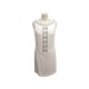 NEUF ROBE AZZARO NORINA COL PERLES & STRASS DR1649 T36 S EN SOIE ECRU DRESS 950€