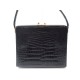 VINTAGE SAC A MAIN EN CUIR DE CROCODILE NOIR 