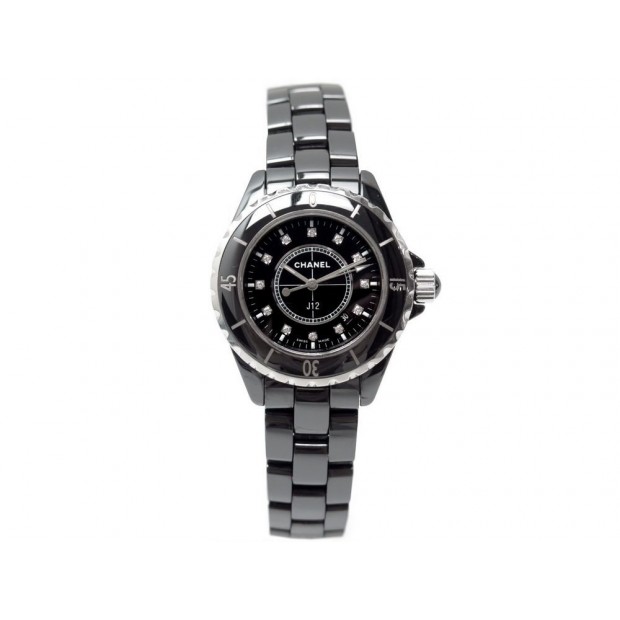 MONTRE CHANEL J12 33 MM QUARTZ DIAMANT CERAMIQUE NOIR & ACIER WATCH BLACK 5350€