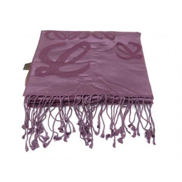 NEUF ETOLE LOEWE MONOGRAMME EN CACHEMIRE & SOIE VIOLET SCARF PURPLE STOLE 390€