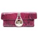 NEUF SAC A MAIN CHLOE POCHETTE EN CUIR DE PYTHON FUSHIA LEATHER CLUTCH BAG 950€