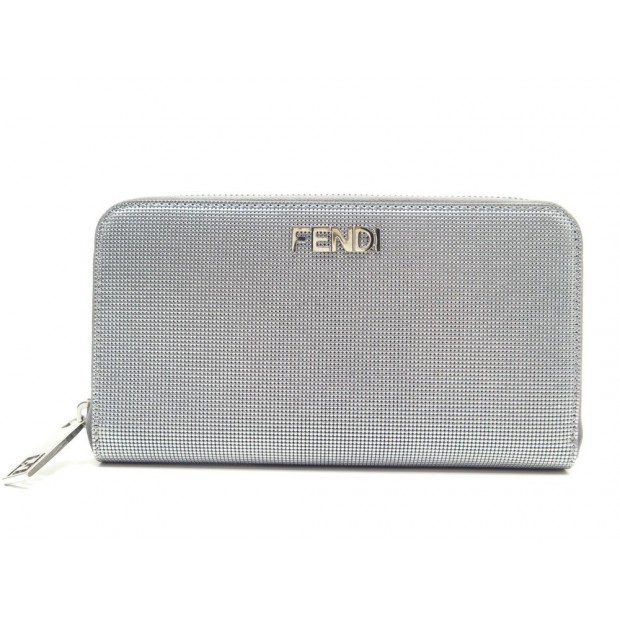 NEUF PORTEFEUILLE FENDI 8M0024 LONG PORTE MONNAIE CARTE EN CUIR GRIS WALLET 535€