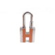 PORTE CLES CADENAS HERMES EN LAQUE ORANGE ET METAL ARGENTE KEY RING PADLOCK